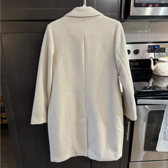 Abercrombie & Fitch Wool Blend Dad Coat Cream Trench Coat Size S - Picture 2 of 3